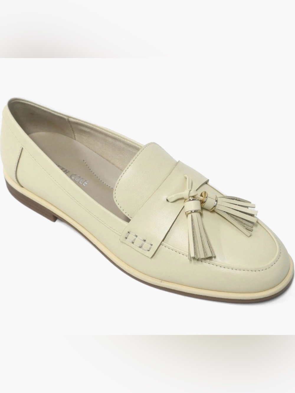 NIB Kenneth Cole New York Lyra Leather Loafers - Lambs Wool Cream Beige Size 6.5